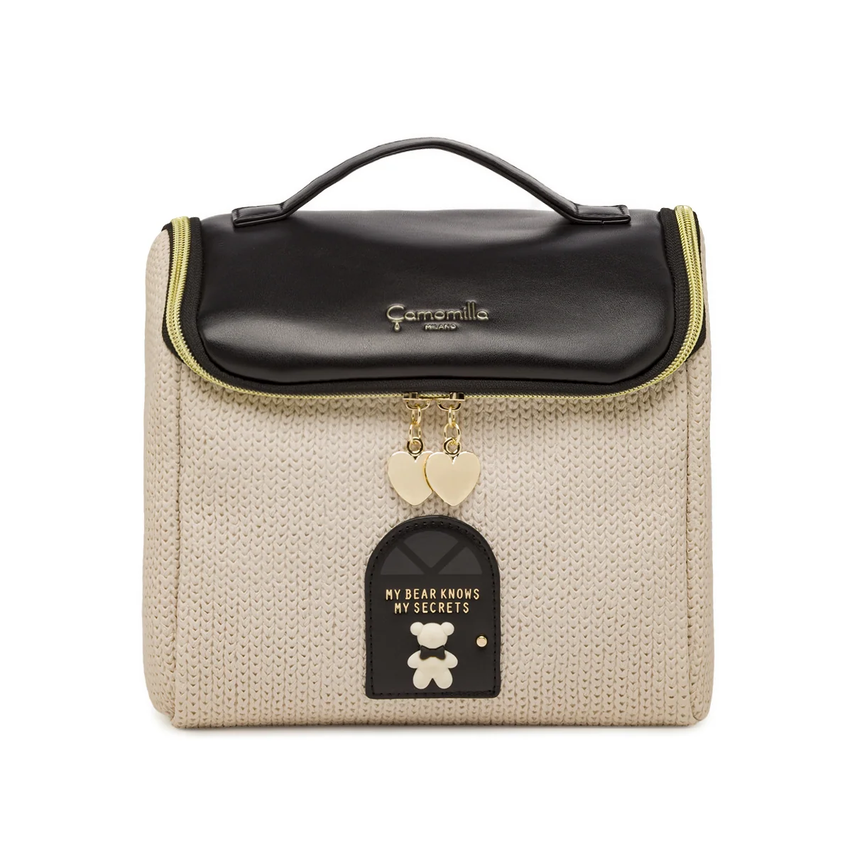 Beauty case Beige bicolore con tiralampo a cuore Camomilla Milano
