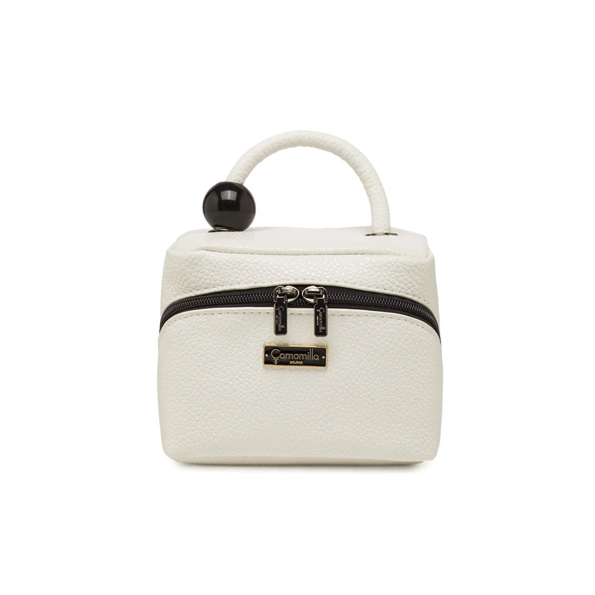Beauty case Bianco con manico e sfera decorativa Camomilla Milano