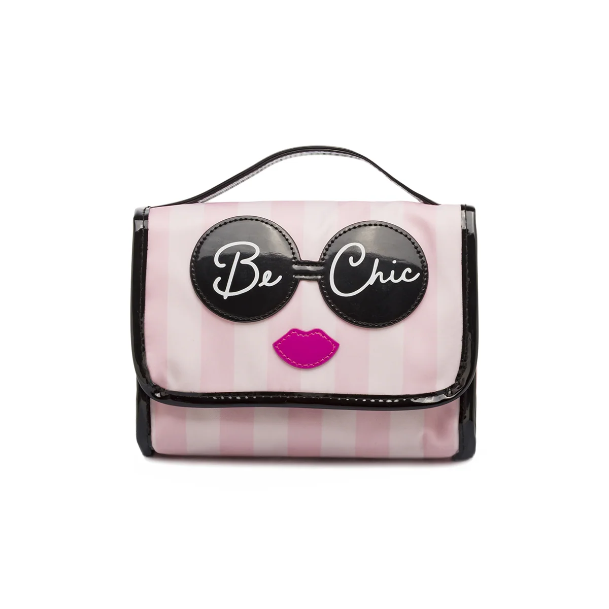Beauty case da Donna Rosa a righe con grafica Be Chic Camomilla