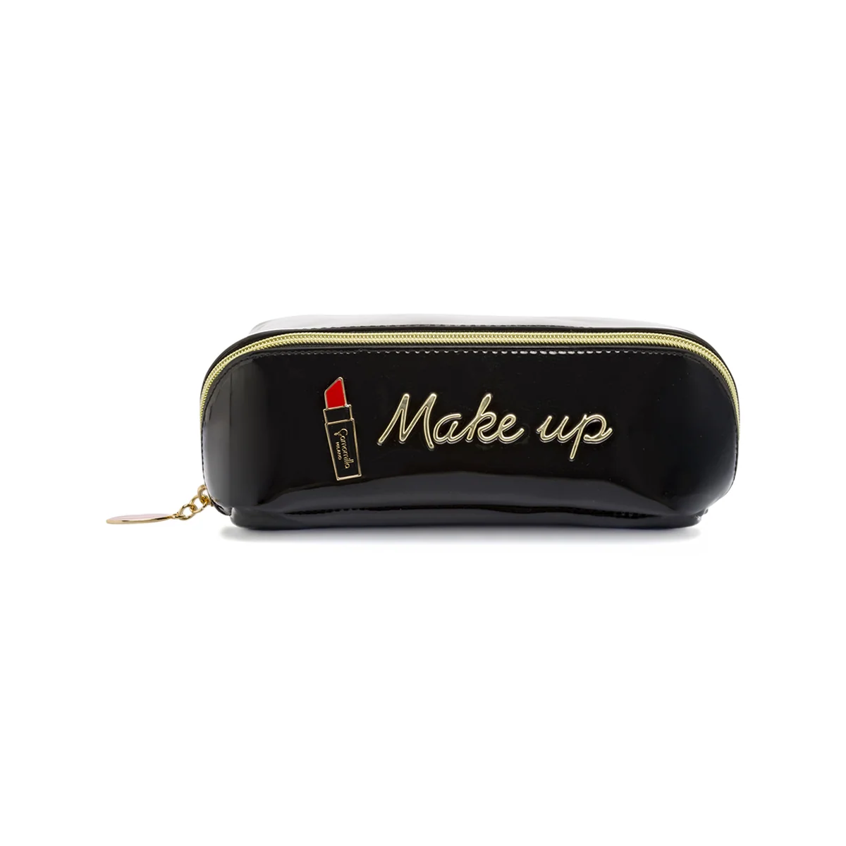 Beauty case nero Donna effetto vernice con scritta Make up Camomilla