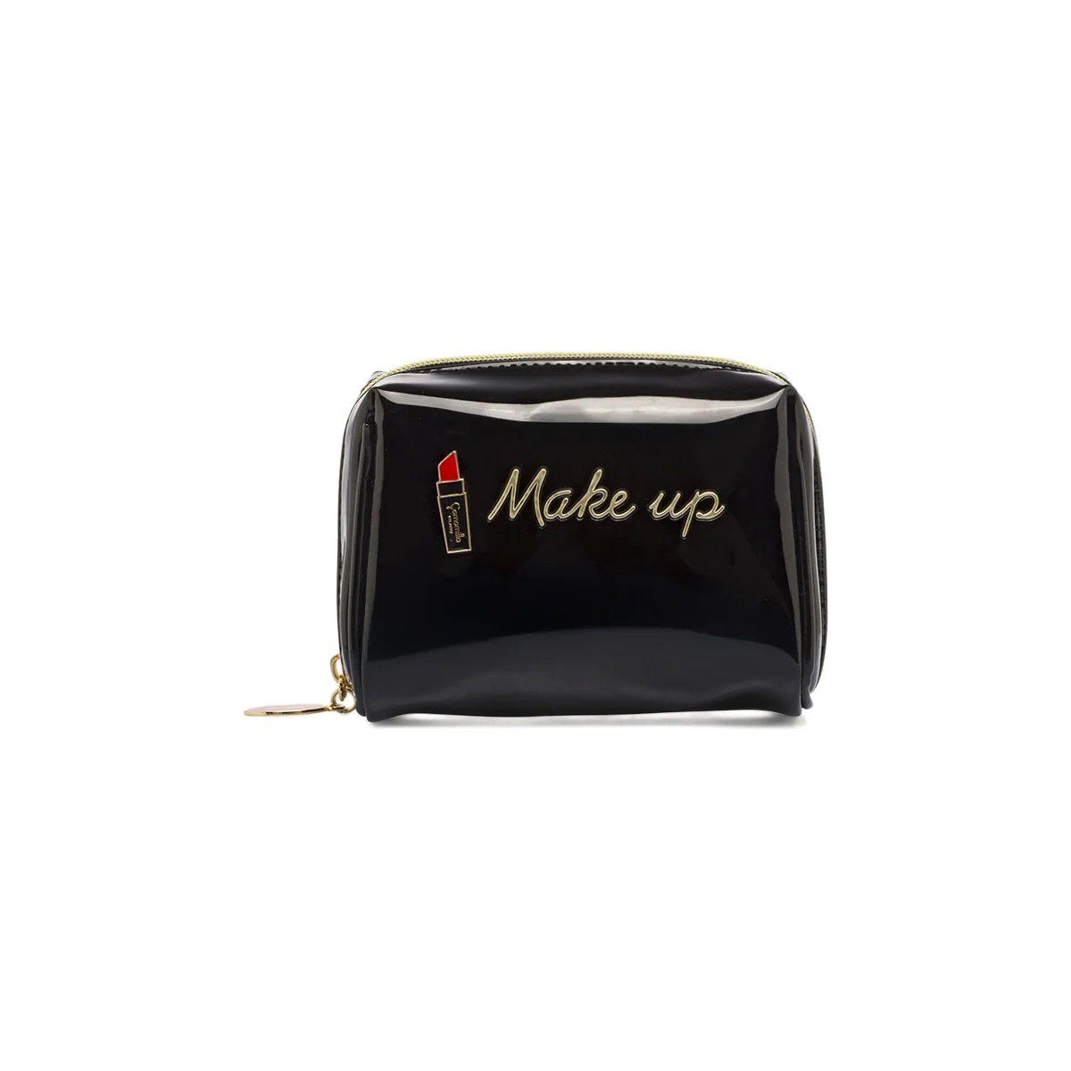 Beauty case Nero Donna effetto vernice con scritta Make up Camomilla