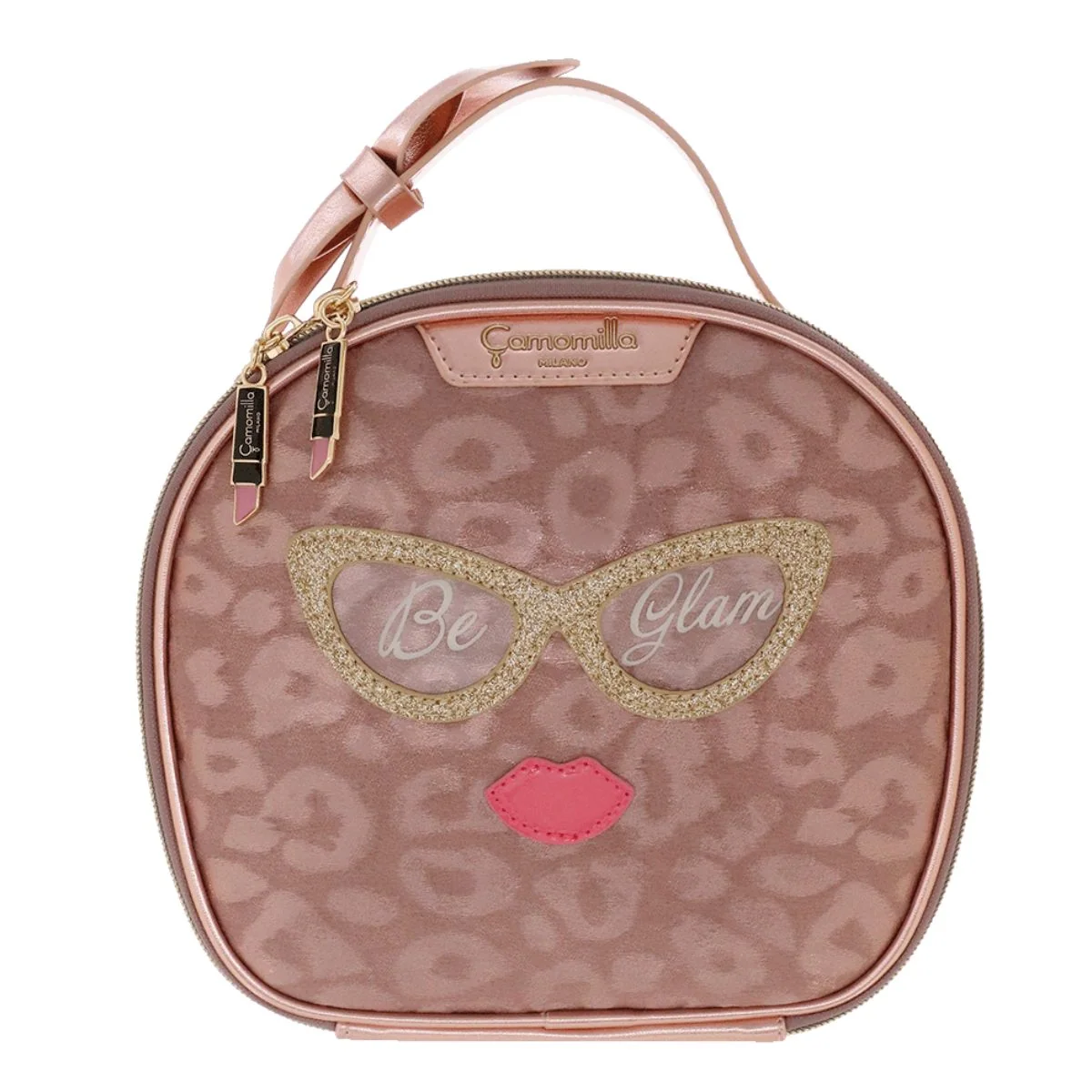 Beauty Case rosa con applicazione Be Glam Camomilla Milano