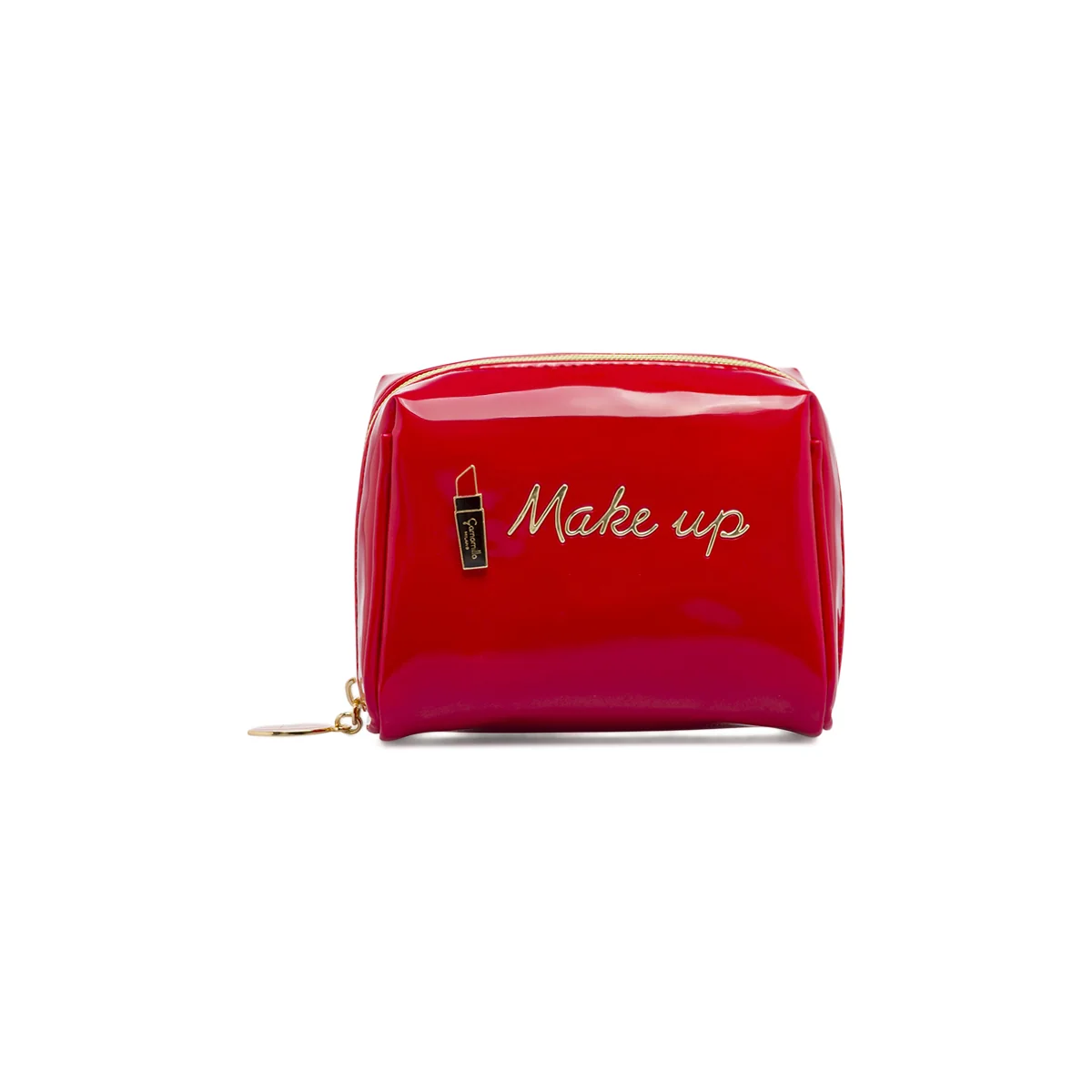 Beauty case Rosso Donna effetto vernice con scritta Make up Camomilla