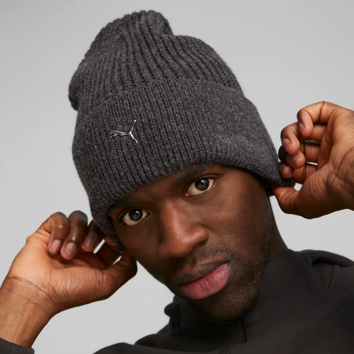 Berretto grigio scuro da uomo con logo Cat Beanie Warm Puma