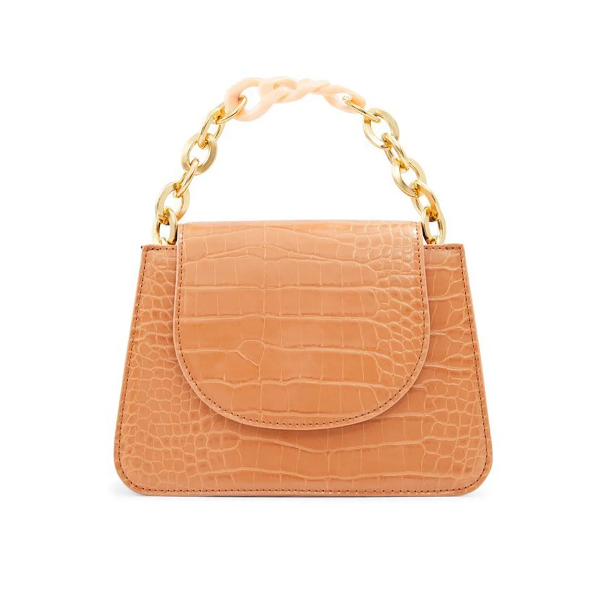 Borsa a mano arancione chiaro in pelle vegana effetto cocco Call It Spring Sofetch