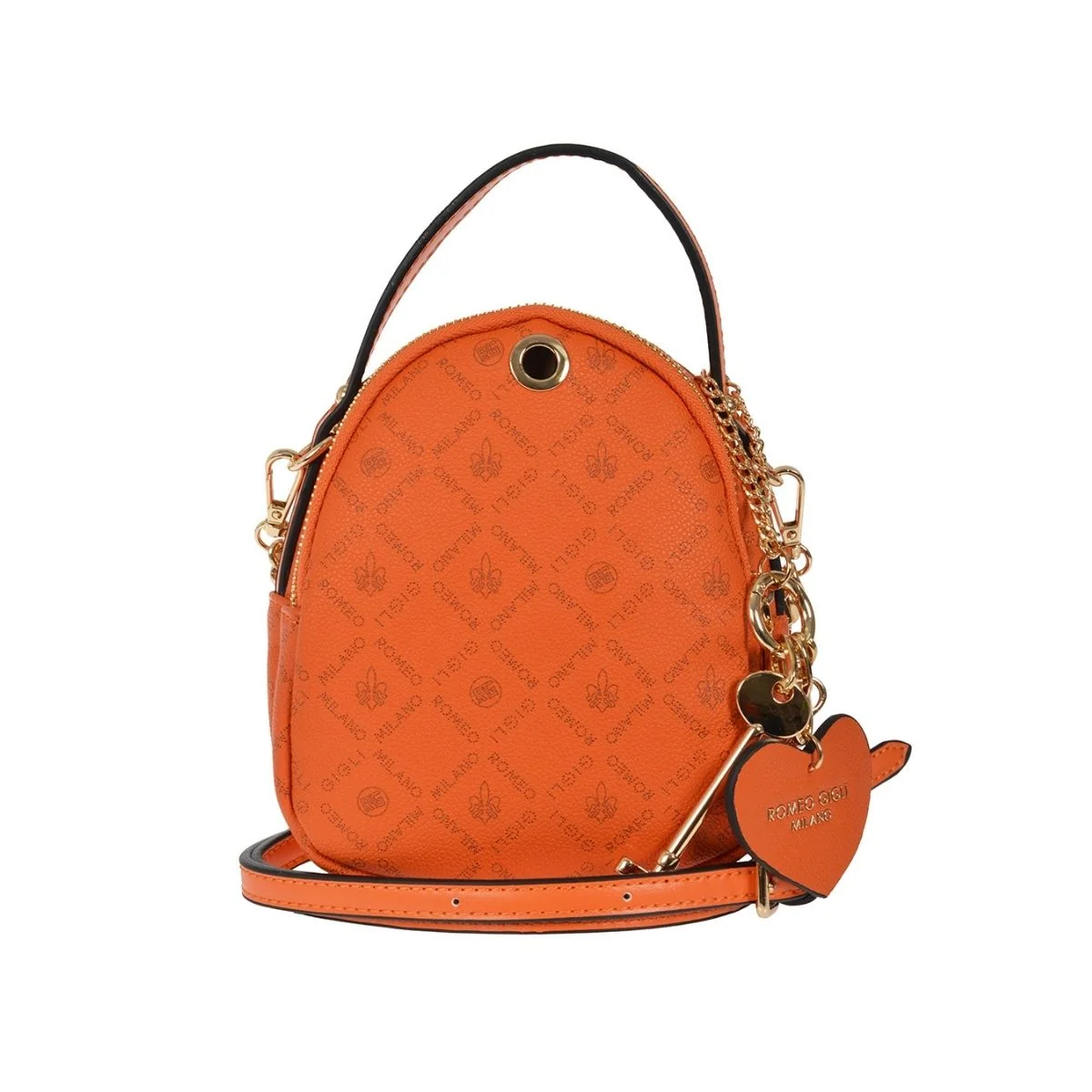 Borsa a mano arancione con cuore pendente Romeo Gigli Halley
