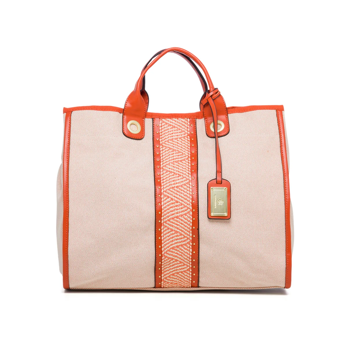 Borsa a mano arancione con dettaglio intrecciato Lumberjack Manila