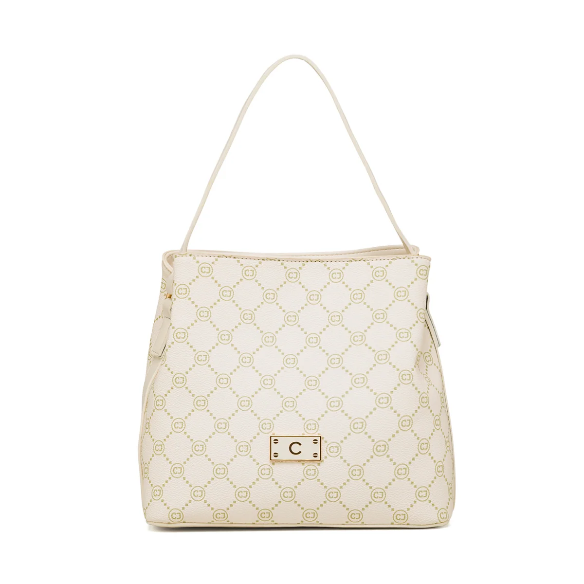 Borsa a mano bianco off-white da Donna con logo dorato Carrera Jeans