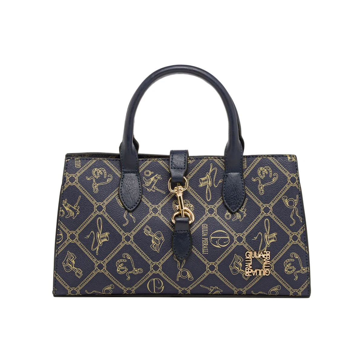 Borsa a mano blu da Donna con stampa logata e tracolla Giulia Pieralli