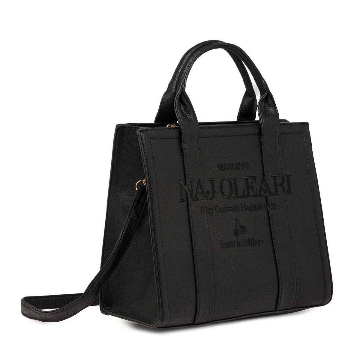 Borsa a mano da Donna nera con tracolla e logo ricamato Naj Oleari