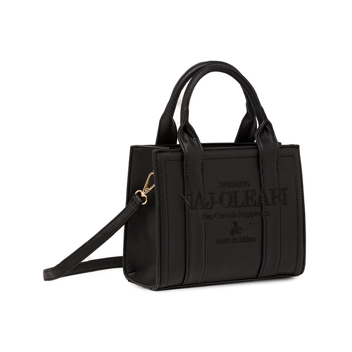 Borsa a mano da Donna nera con tracolla e logo ricamato Naj Oleari