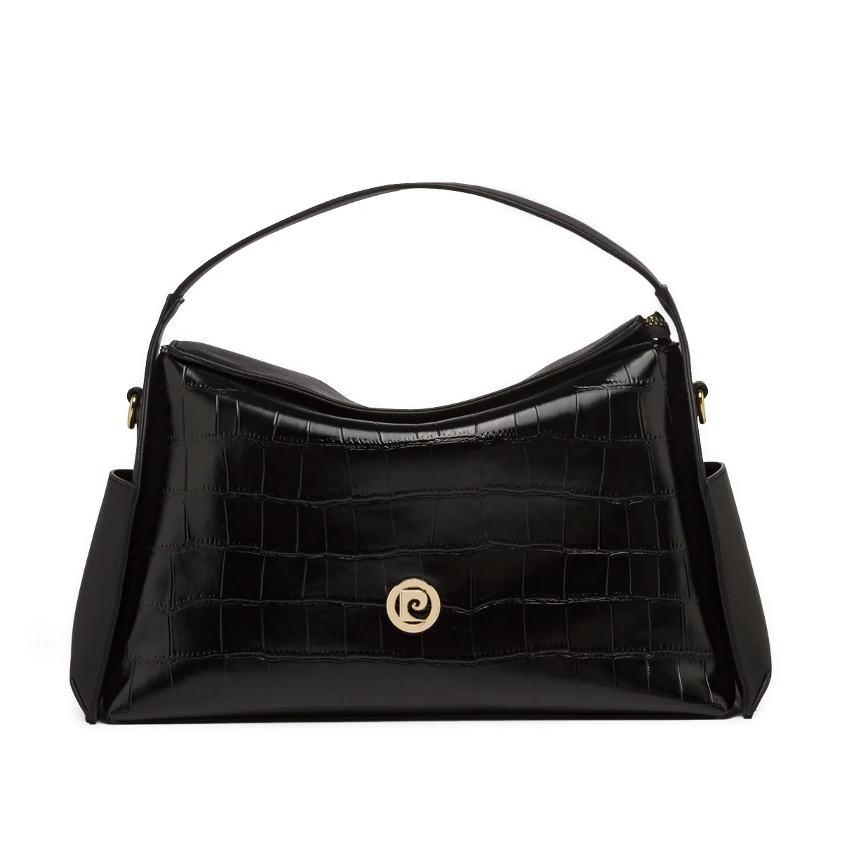 Borsa a Mano da Donna nera effetto cocco con tracolla Pierre Cardin