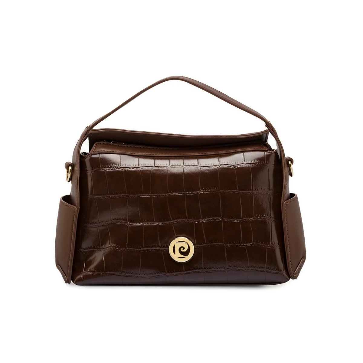 Borsa a mano Donna marrone texture cocco con tracolla Pierre Cardin