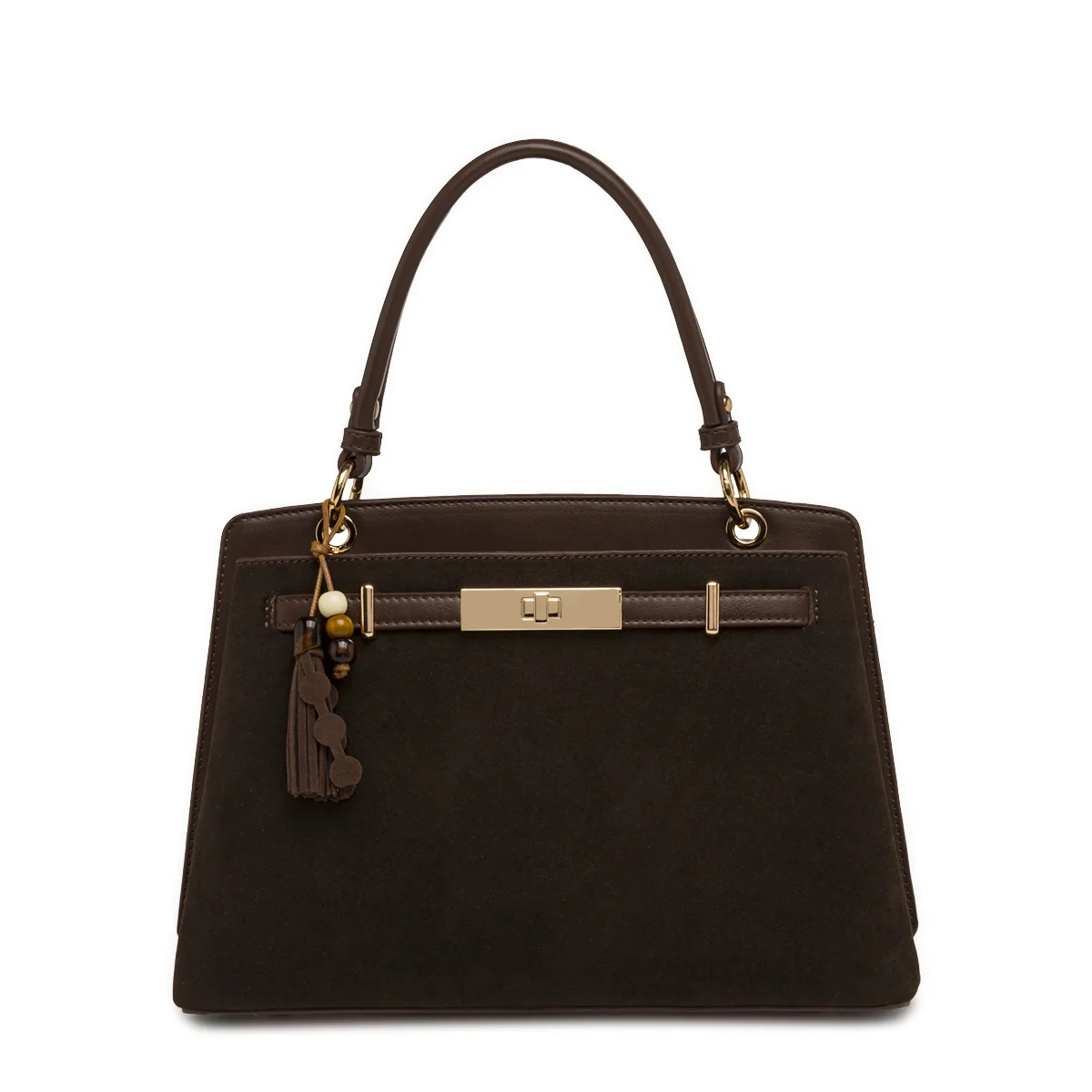 Borsa a mano Double marrone Donna effetto camoscio e similpelle liscia Lora Ferres
