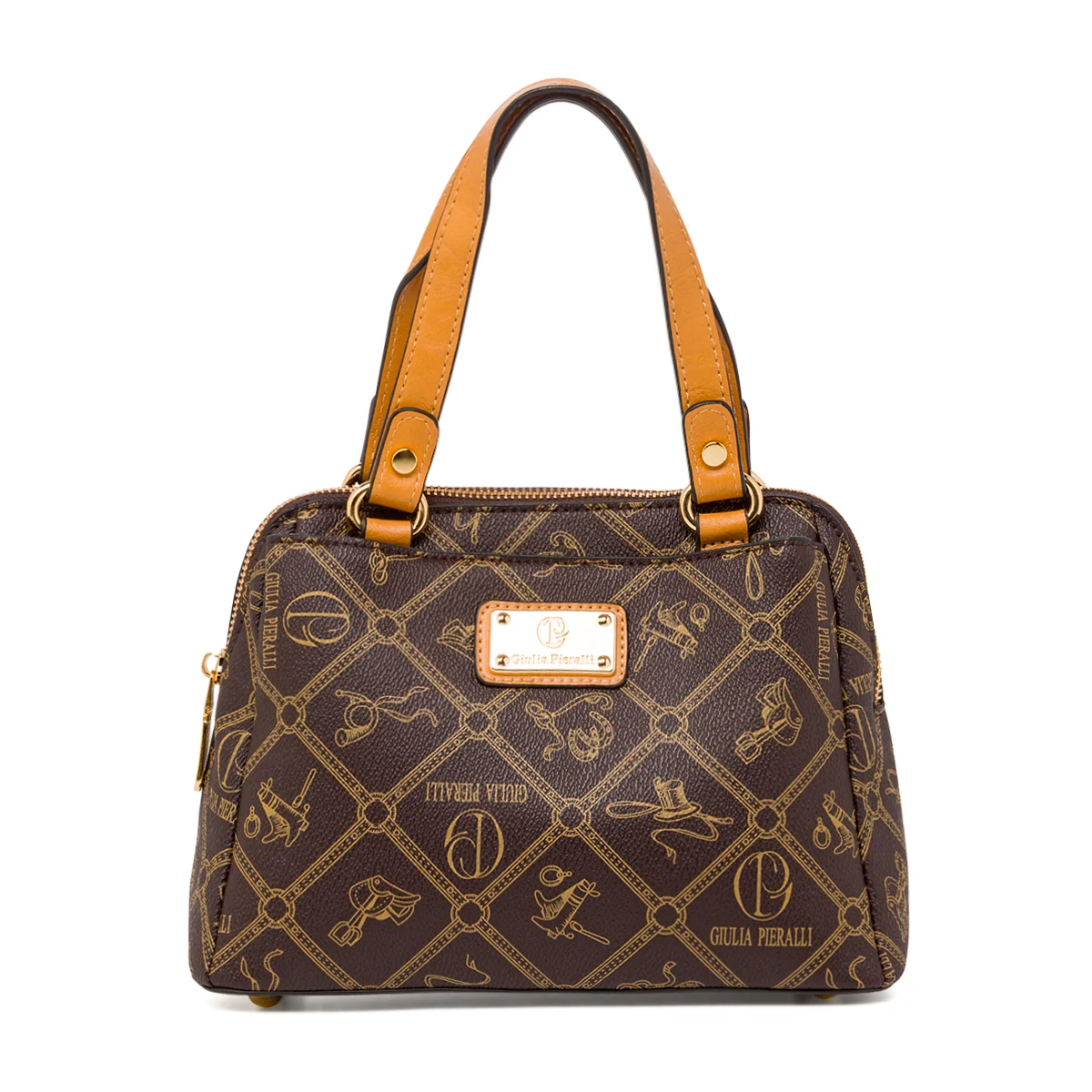 Borsa a mano marrone da Donna con stampa logo Giulia Pieralli