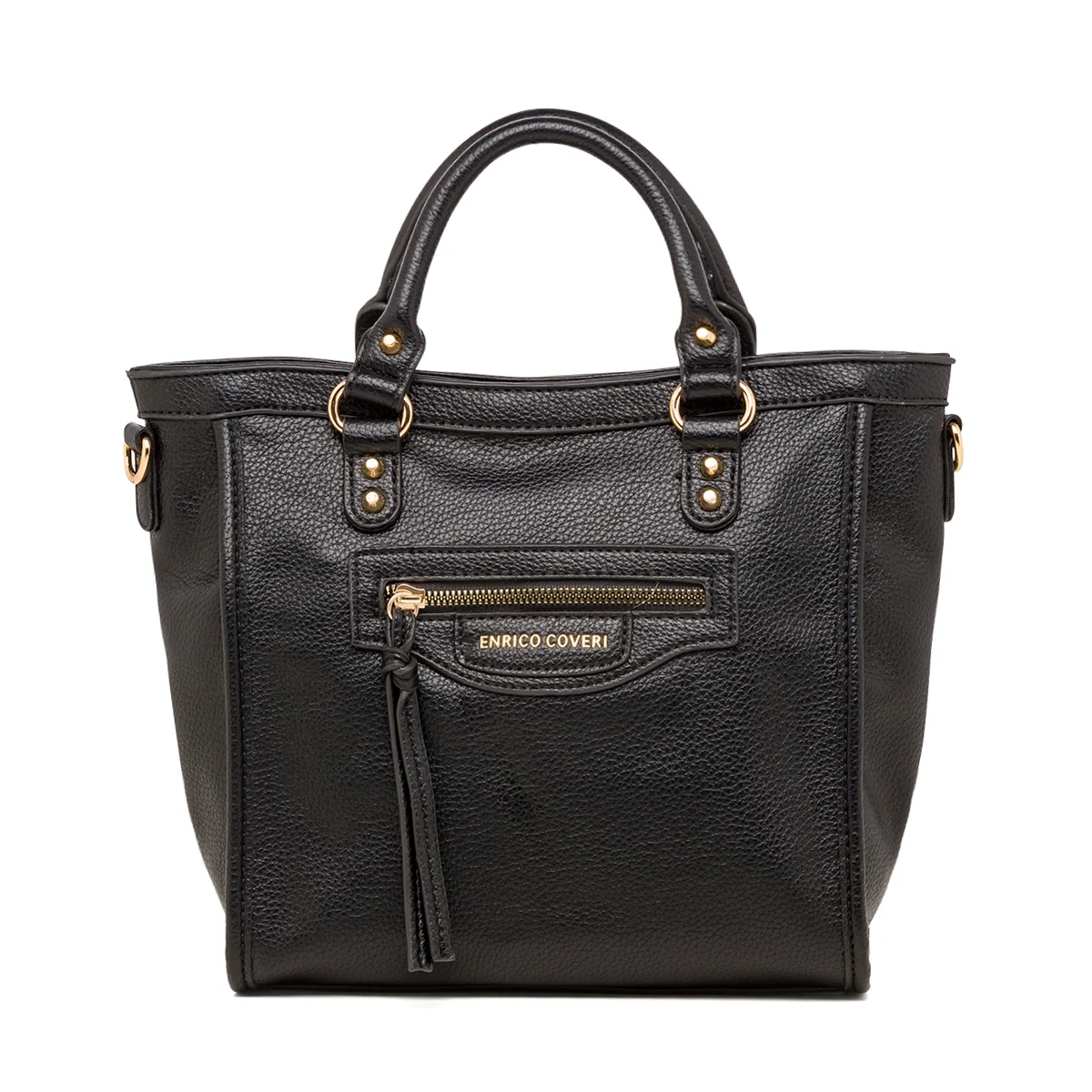 Borsa a mano nera da donna con logo Enrico Coveri