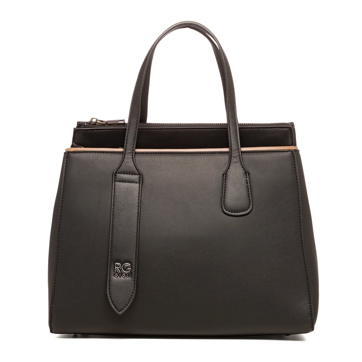Borsa a mano nera da donna con logo in metallo Romeo Gigli Anastasia