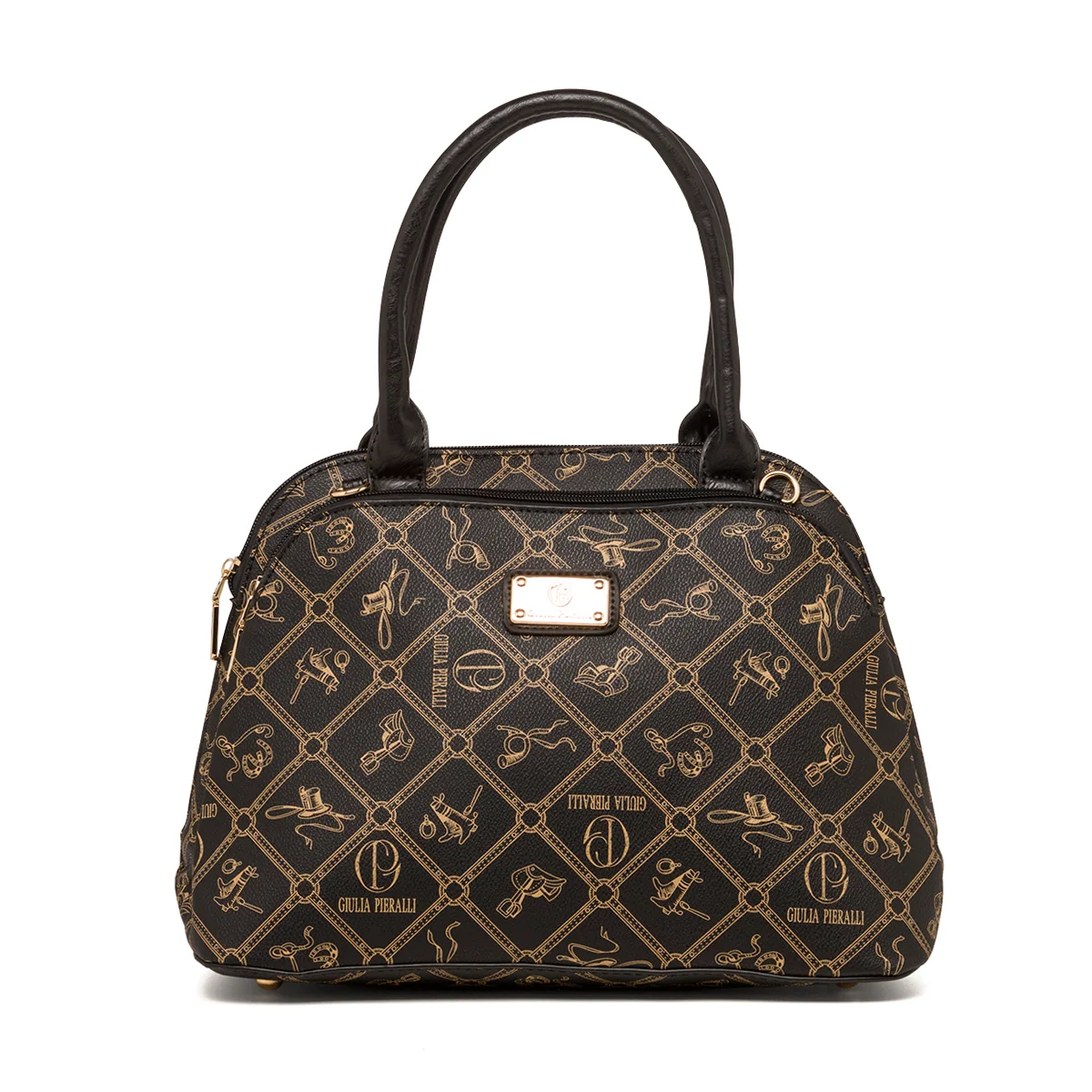 Borsa a mano nera da donna con monogramma Giulia Pieralli