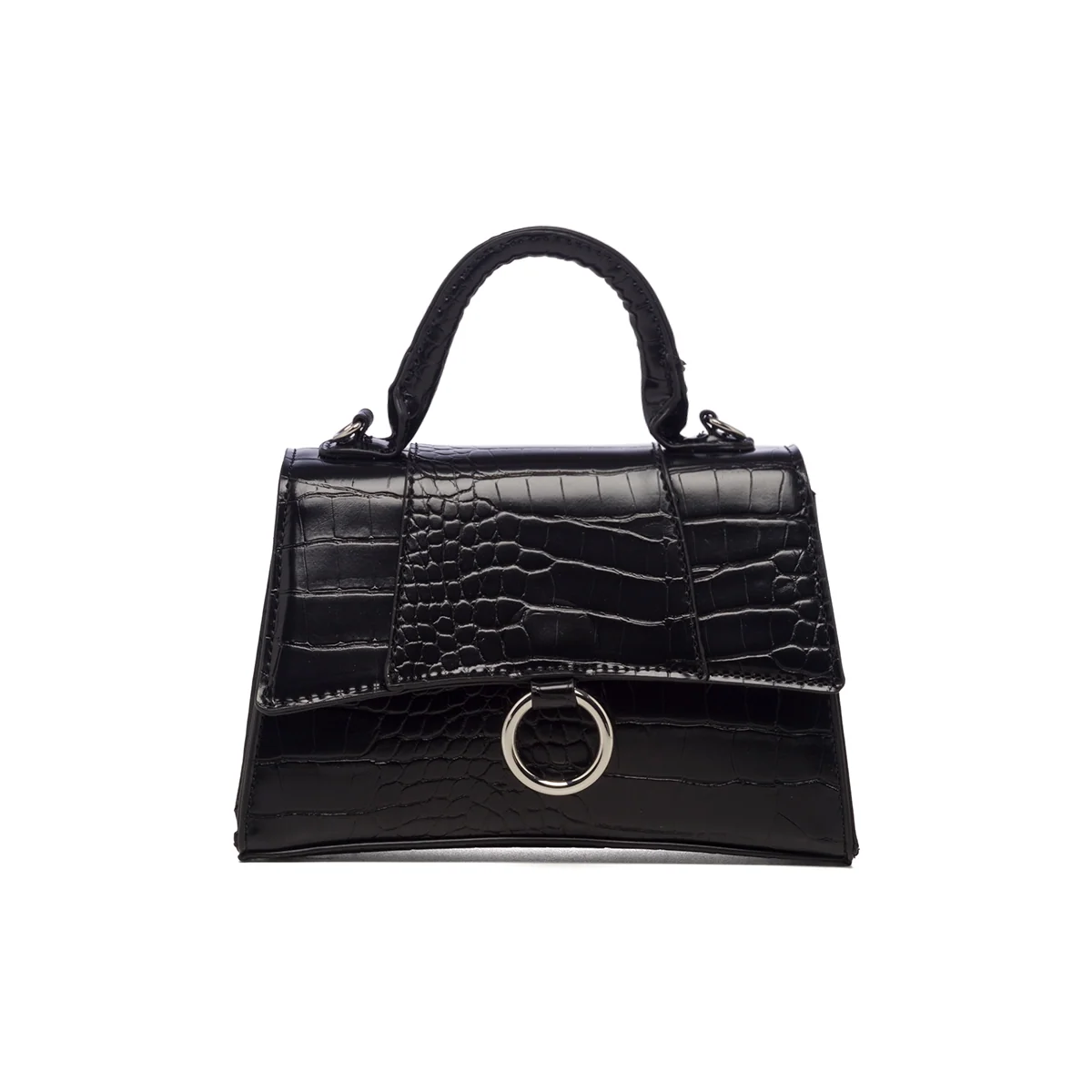 Borsa a mano nera da donna in pelle vegana effetto cocco Call It Spring Rockii