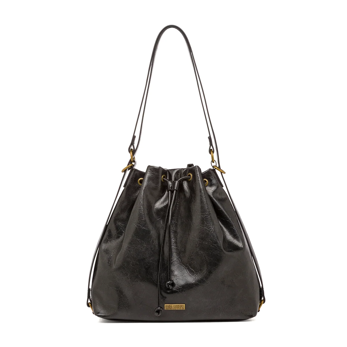 Borsa a secchiello nera da Donna Lora Ferres