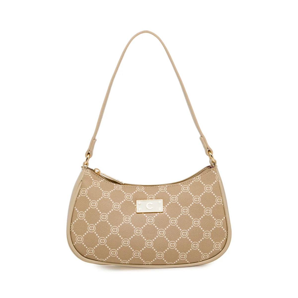 Borsa a spalla beige da Donna con stampa monogram Carrera Jeans