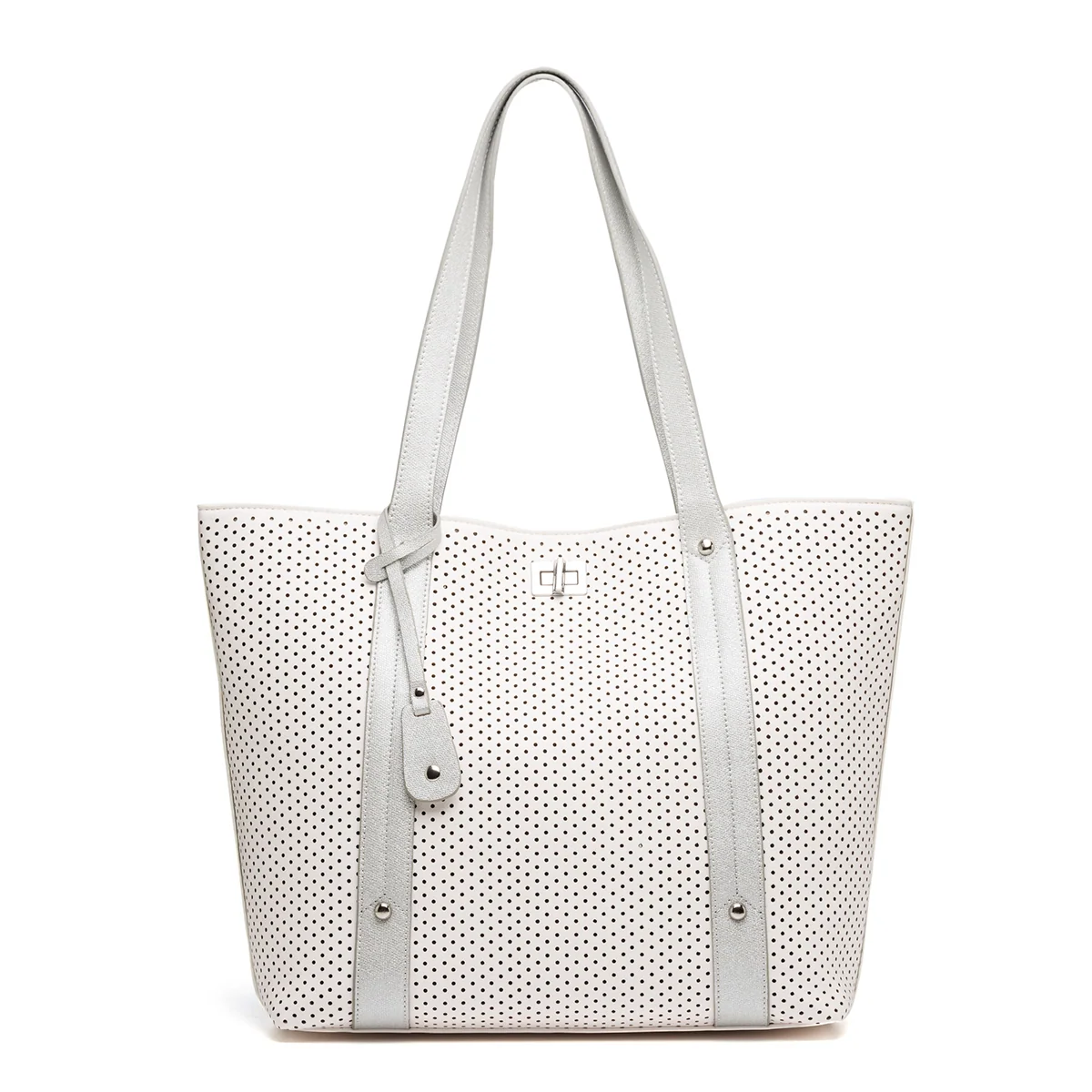 Borsa a spalla bianca effetto traforato Lora Ferres