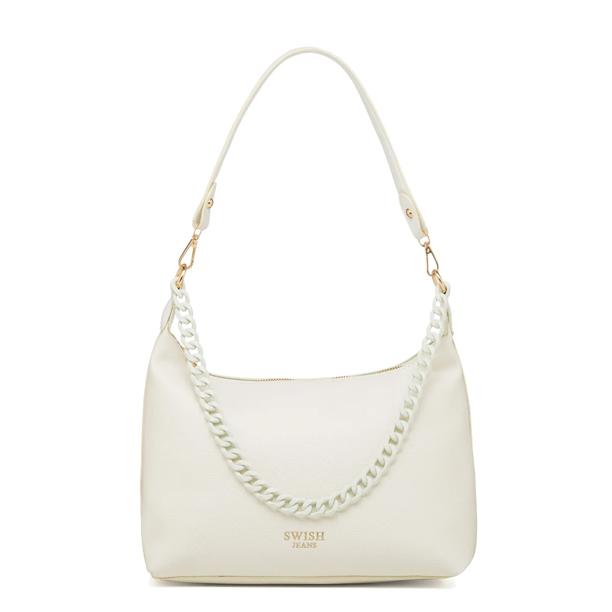 Borsa a spalla bianco off-white da Donna con catena Swish Jeans