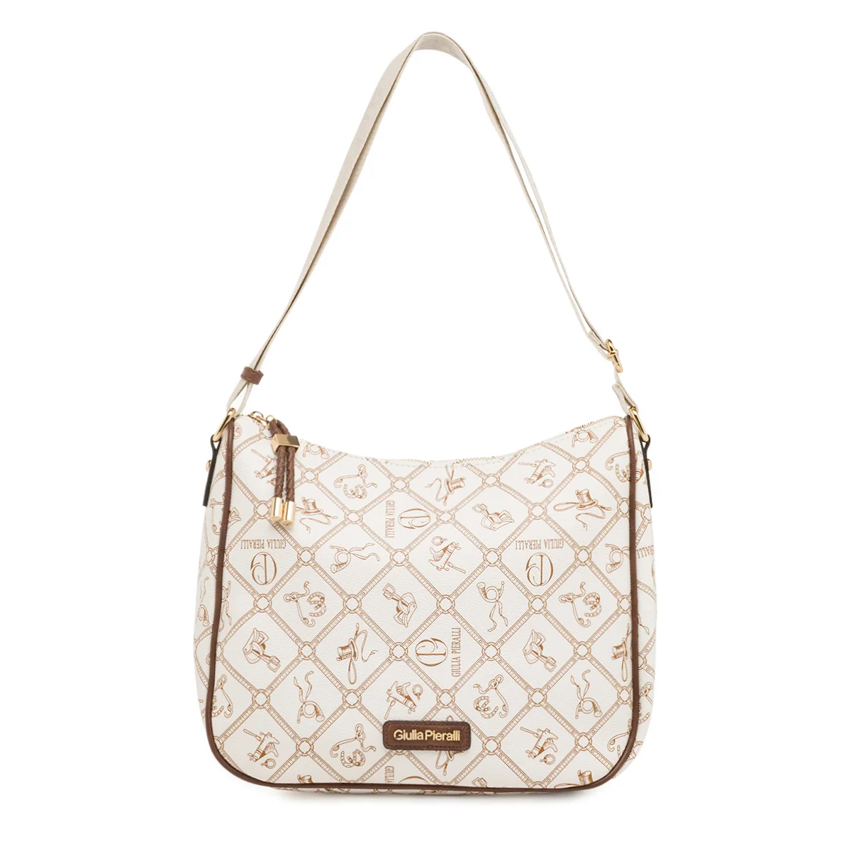 Borsa a spalla da Donna bianca con stampa monogram Giulia Pieralli
