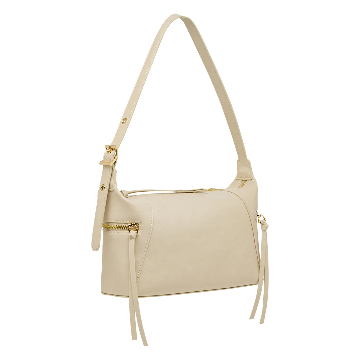 Borsa a spalla da donna Lora Ferres bianco off white con inserti dorati