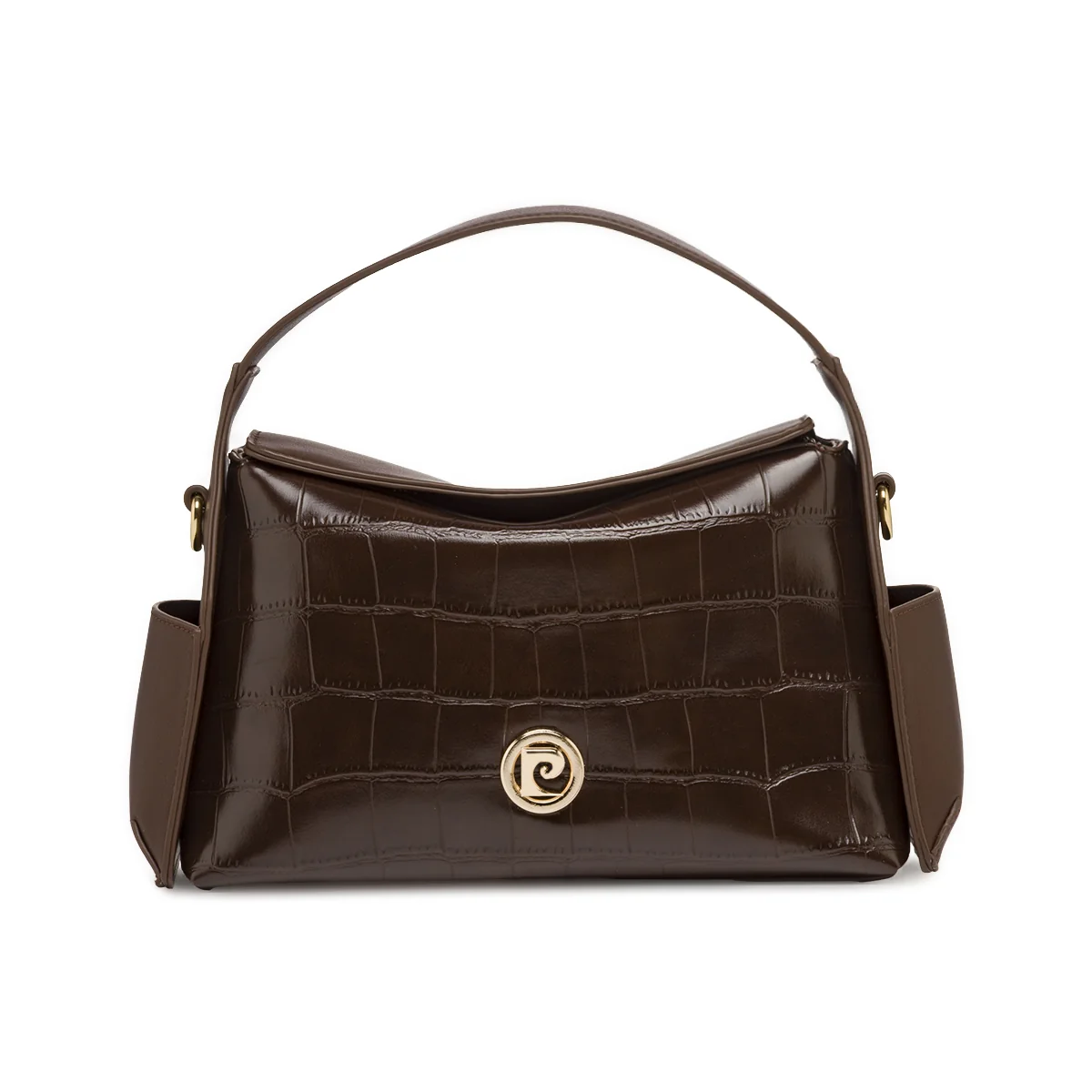 Borsa a Spalla da Donna Marrone texture effetto cocco Pierre Cardin