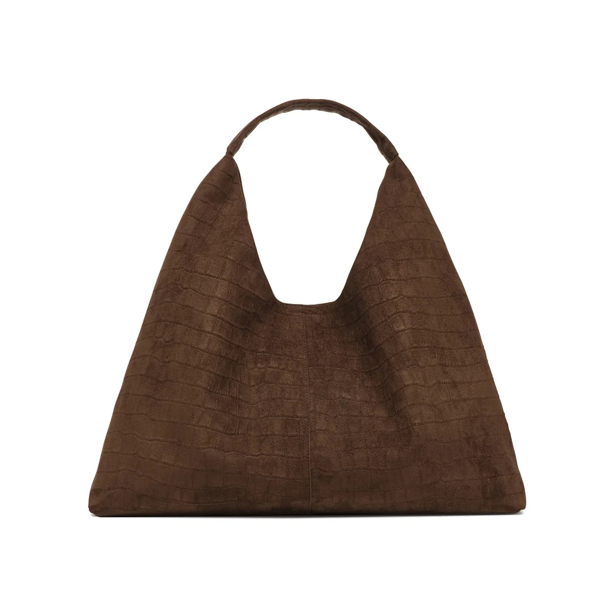 Borsa a spalla Donna marrone coccodrillo effetto camoscio Lora Ferres