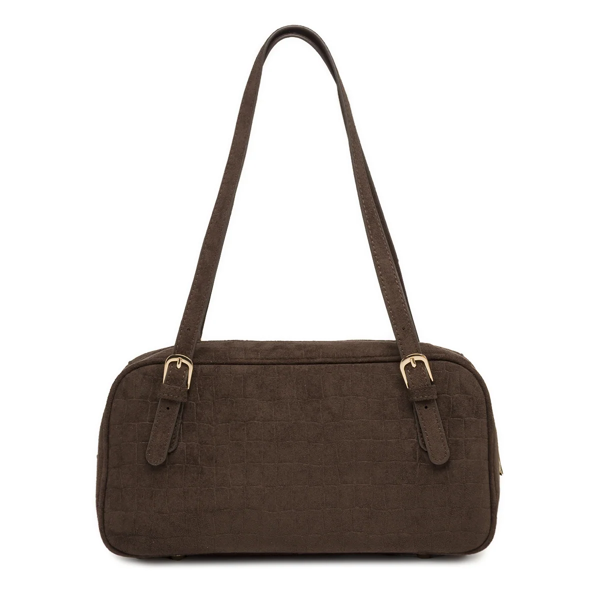 Borsa a spalla donna marrone Swish Jeans stile camoscio con dettagli gold