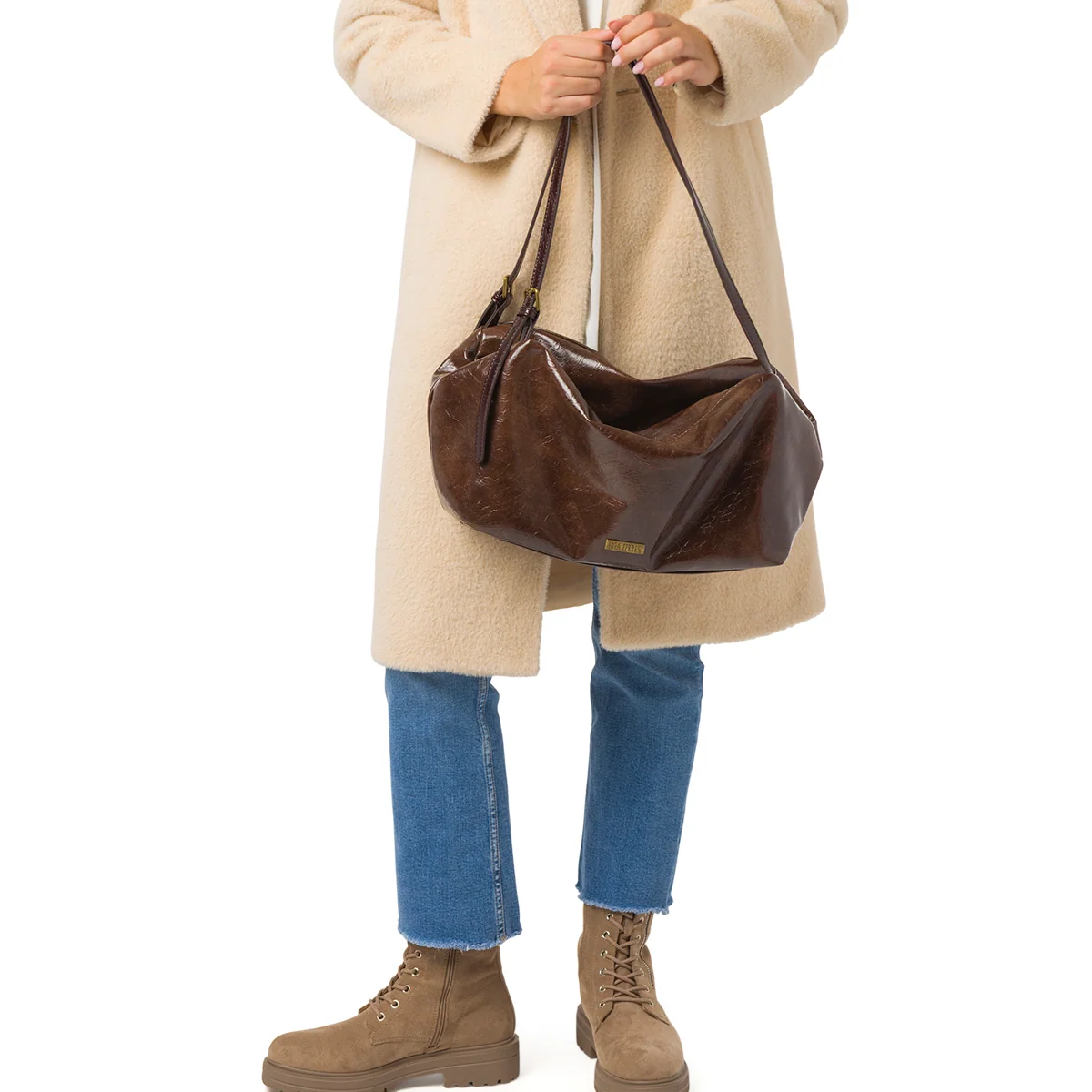 Borsa a spalla marrone da Donna Lora Ferres