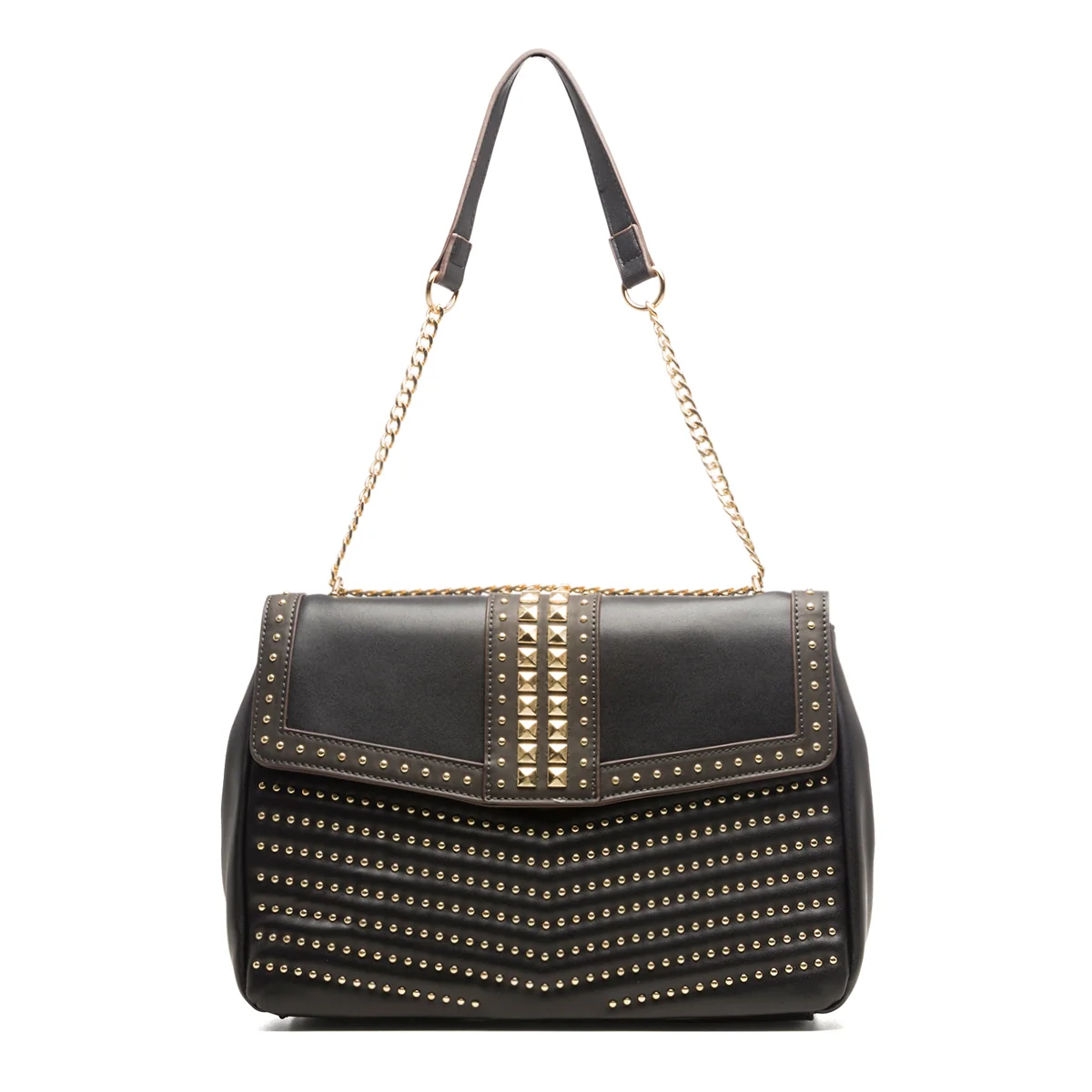 Borsa a spalla nera con borchie a piramide Carrera Jeans Emma