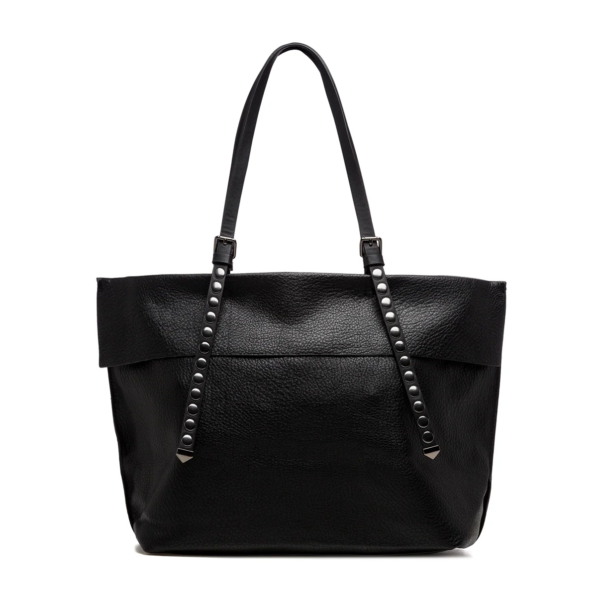 Borsa a spalla nera con borchie in metallo Numero Uno