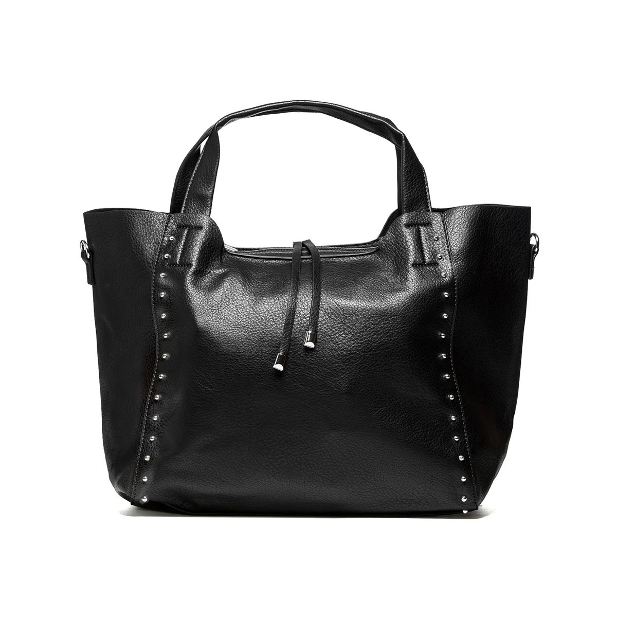 Borsa a spalla nera con piccole borchie argento Le Najadi