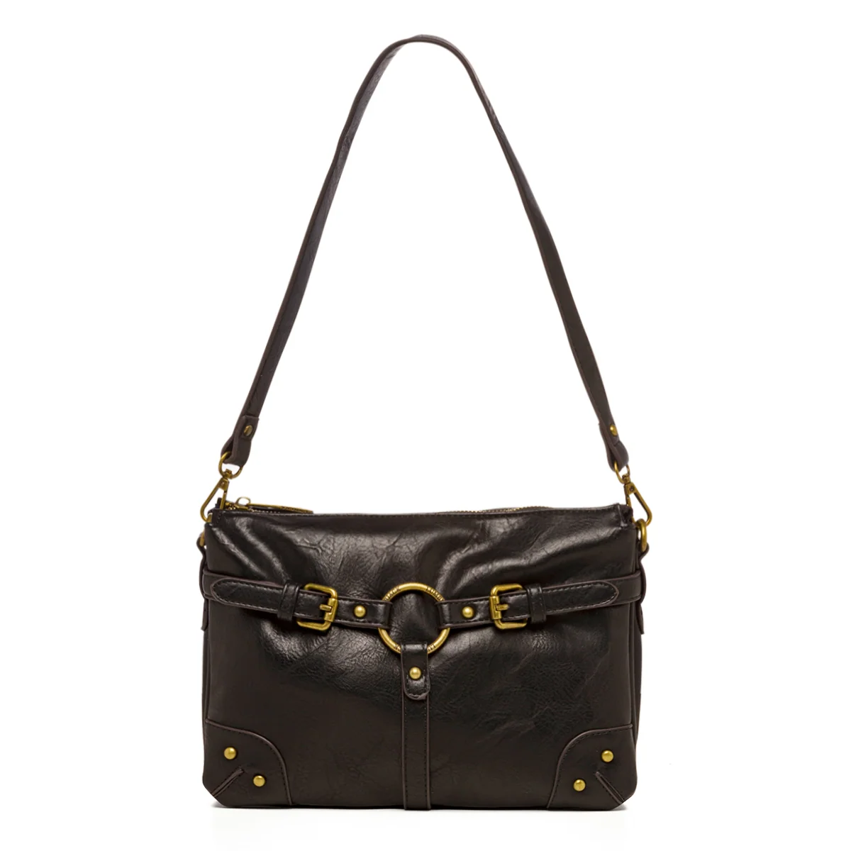 Borsa a spalla nera da donna con dettagli in metallo Lumberjack Ellen