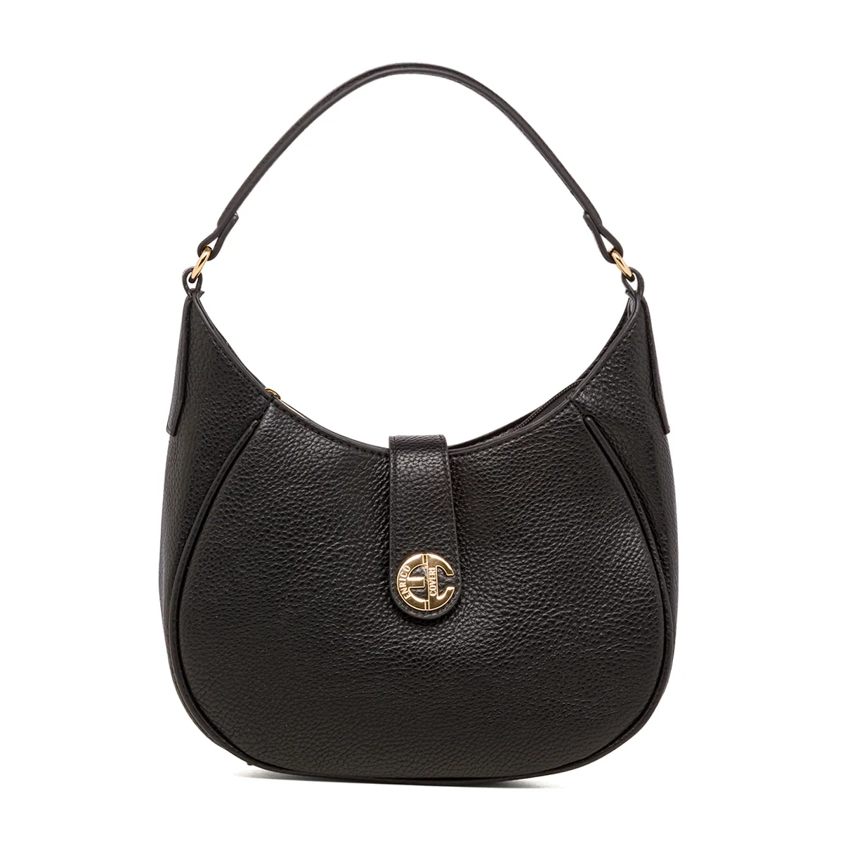 Borsa a spalla nera da donna con logo Enrico Coveri