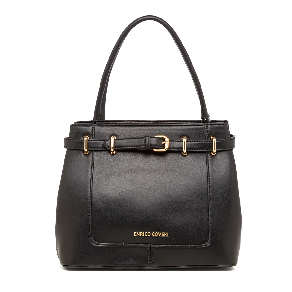 Borsa a spalla nera da donna con logo Enrico Coveri
