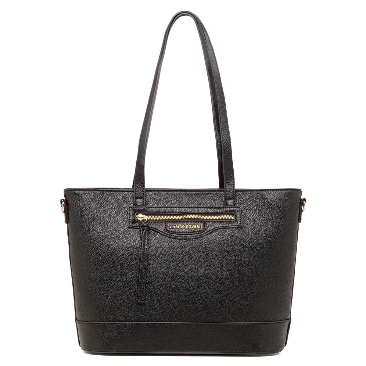 Borsa a spalla nera da donna con logo Enrico Coveri