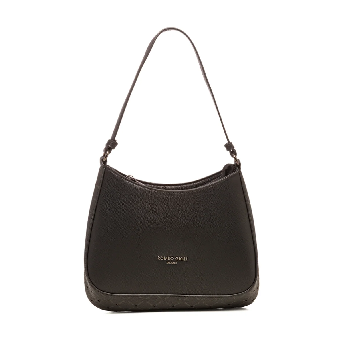 Borsa a spalla nera da donna con logo in metallo Romeo Gigli Milano Gama