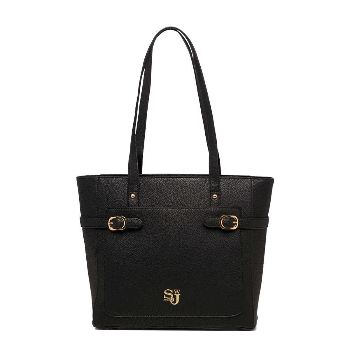 Borsa a spalla nera da donna con logo in metallo Swish Jeans