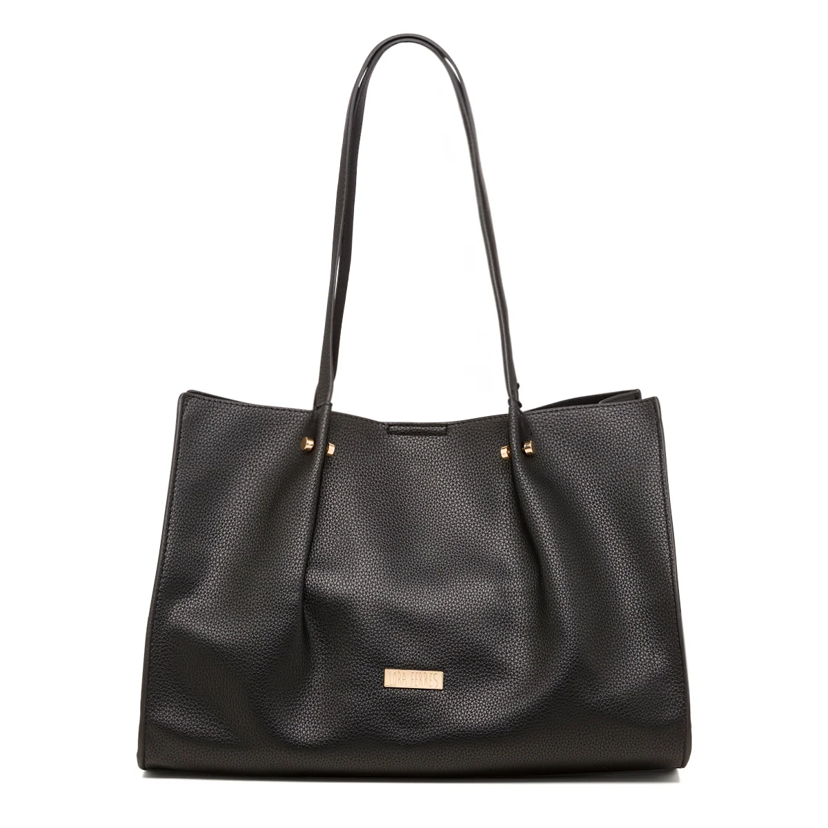 Borsa a spalla nera da donna con logo Lora Ferres
