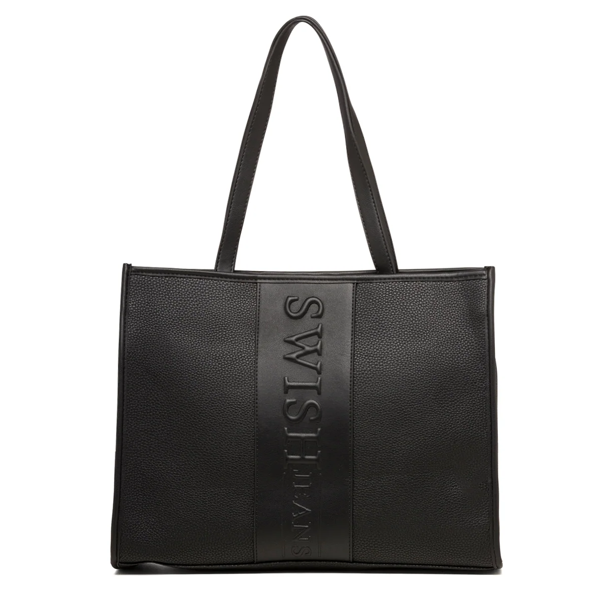 Borsa a spalla nera da donna con logo verticale Swish Jeans