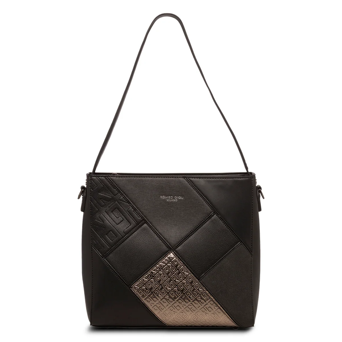Borsa a spalla nera da donna con monogramma Romeo Gigli Milano Jachie