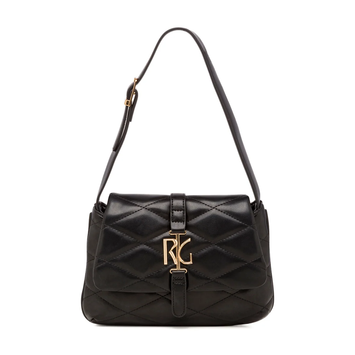 Borsa a spalla nera da donna effetto trapuntato Romeo Gigli Milano