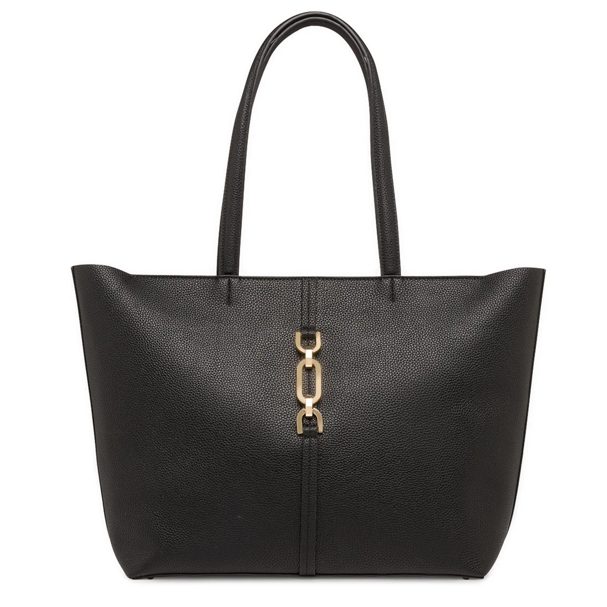 Borsa a spalla nera Donna con catena effetto martellato Lora Ferres