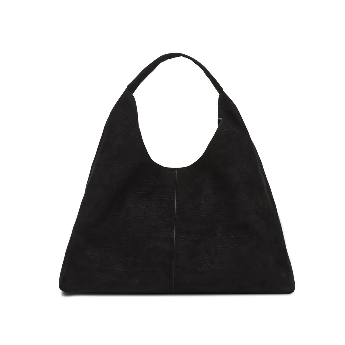 Borsa a spalla nera Donna effetto camoscio e coccodrillo Lora Ferres