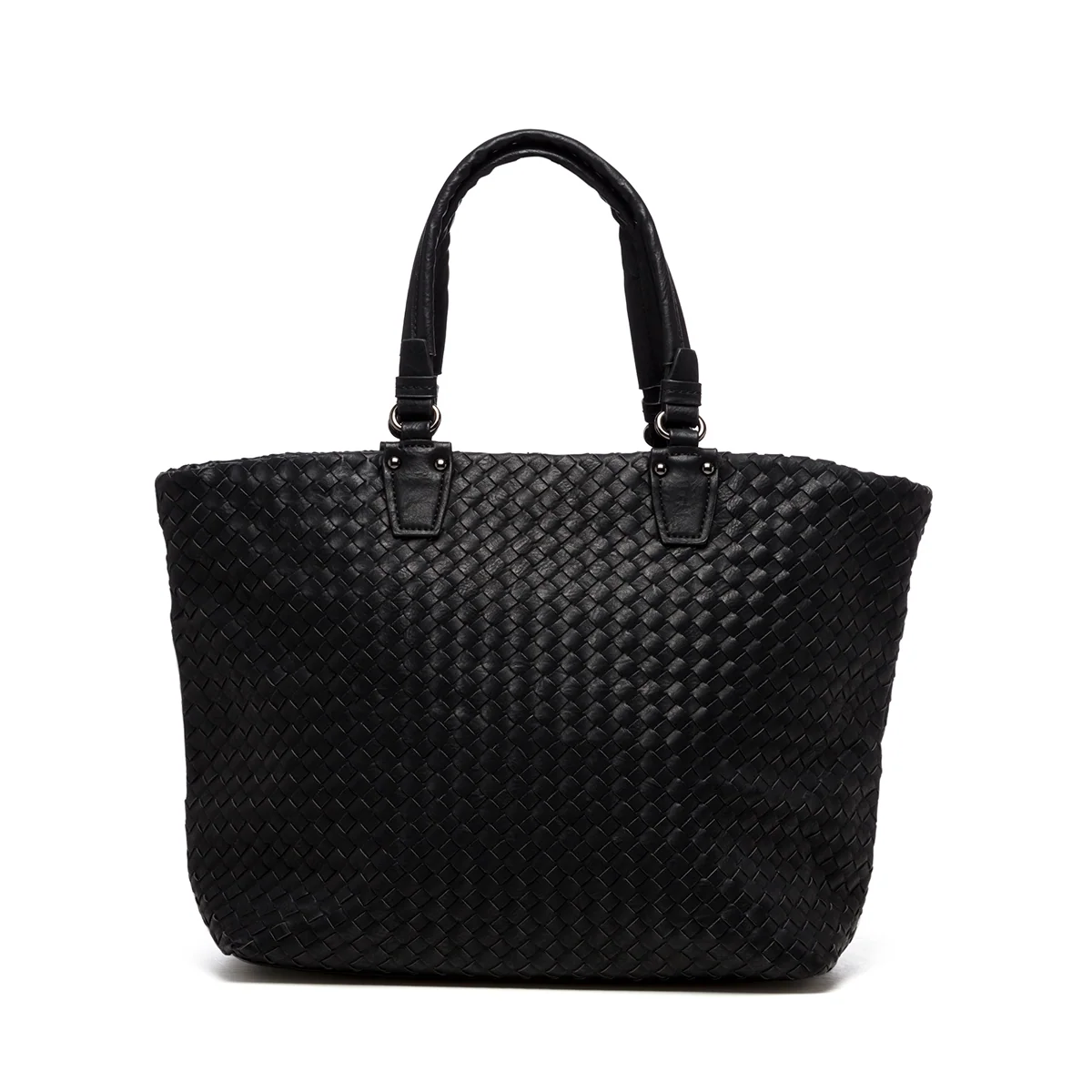 Borsa a spalla nera effetto intrecciato Numero Uno