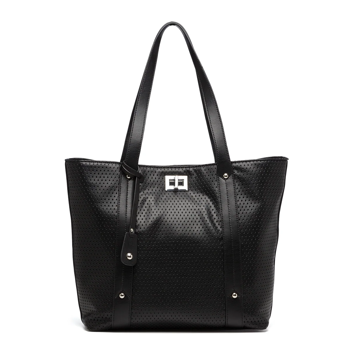 Borsa a spalla nera effetto traforato Lora Ferres